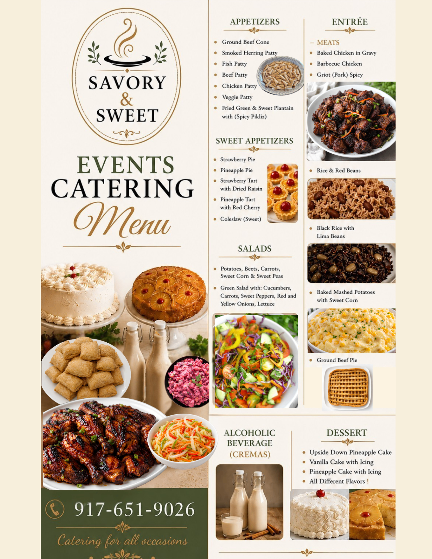 Savory & Sweet — Events Catering Menu
